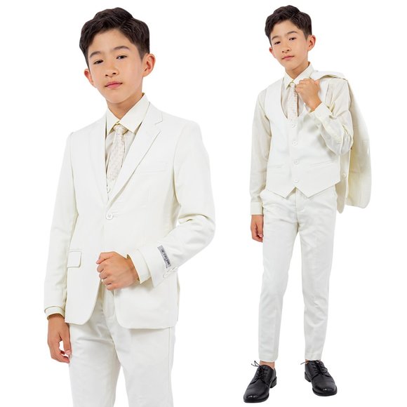 EXCLUSIVE Stacy Adams 5pc Boys Suit Slim-Fit, Ivory - Picture 1 of 5